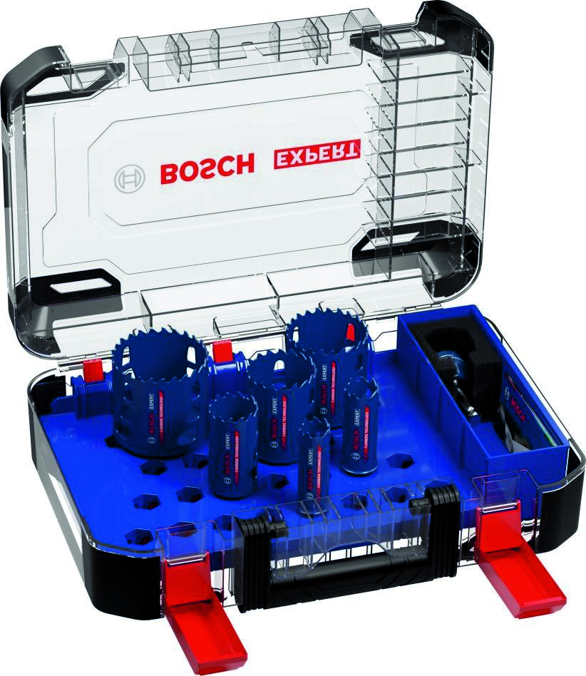 Accessoires Bosch Bleus 2608900445 Coffret de scies cloches Expert pour matériaux résistants, 22/25/35/51/60/68 mm, 9 pièces