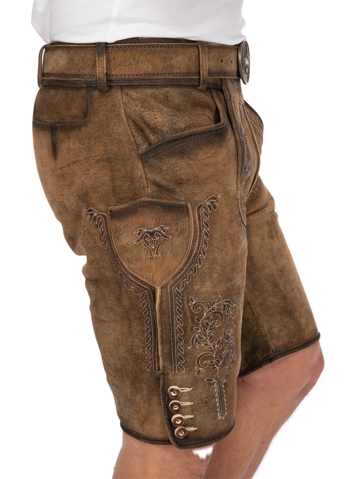 Gwandler Lederhose FLORIAN-gespeckt in tabak günstig kaufen