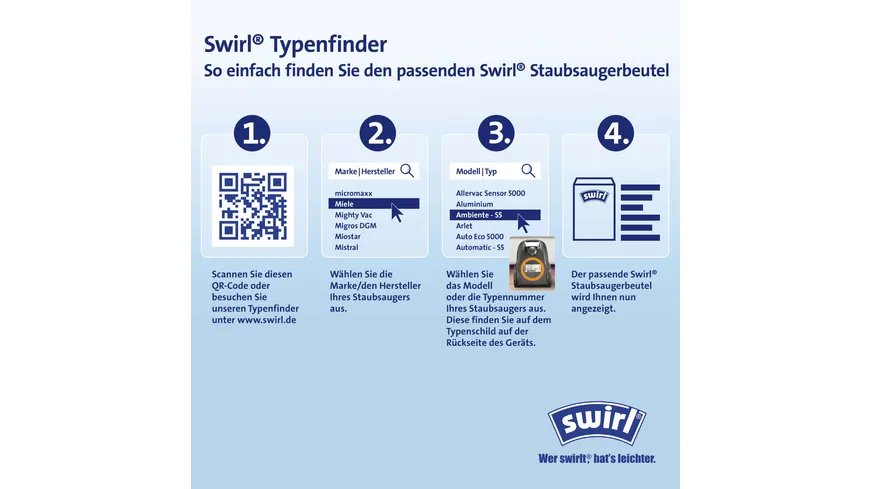Swirl® S 67 Staubsaugerbeutel EcoPor®