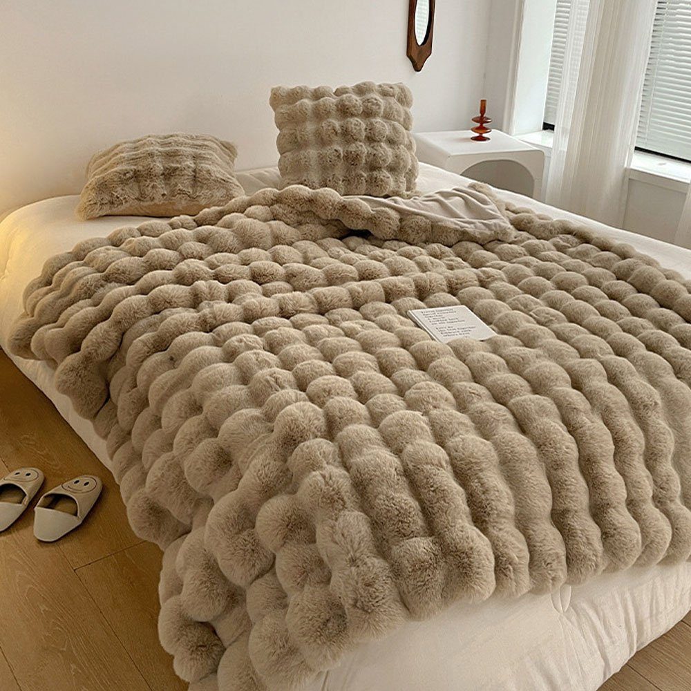 Outdoordecke Kurzflorige, lässige Überwurfdecke warme Fleecedecke, Sarfly, aus Kaninchenfellimitat, Wohndecken,1 Stück