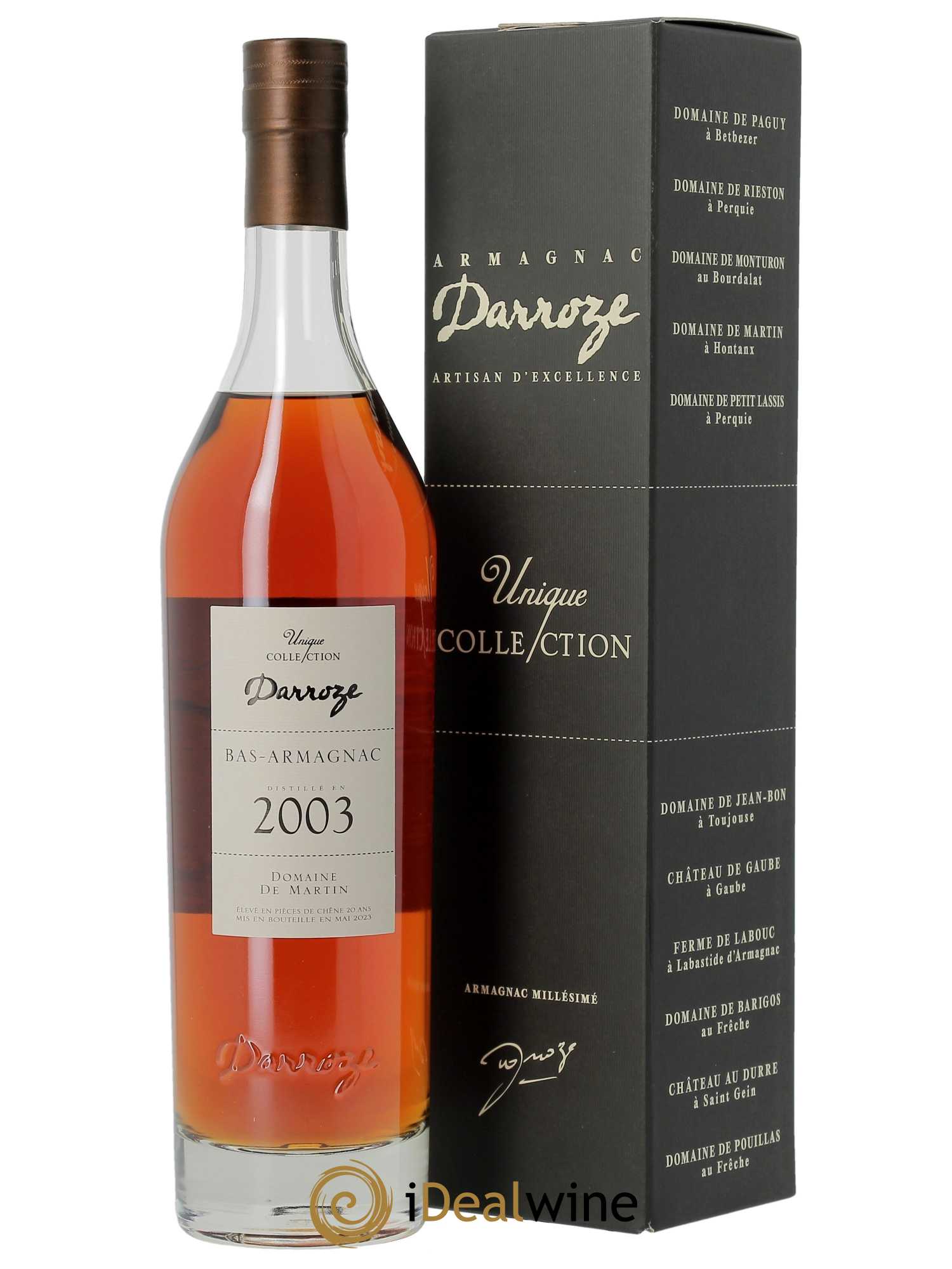 Armagnac Domaine de Martin (53°) Darroze  2003 - Lot de 1 Bouteille