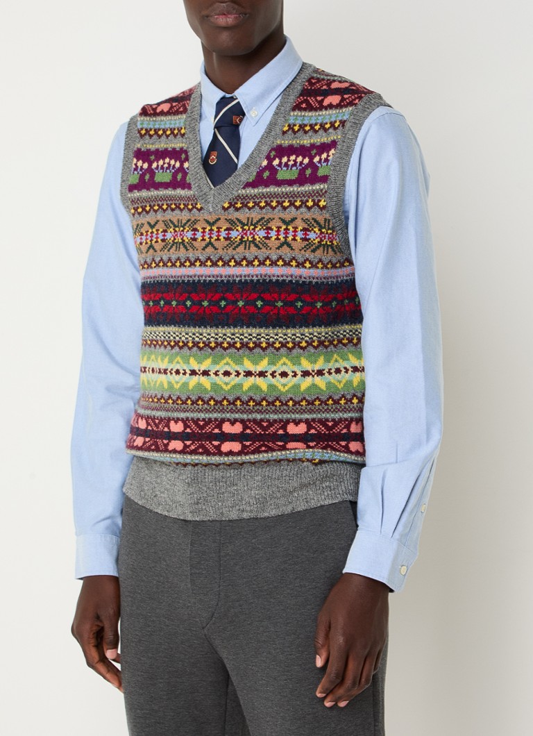 Ralph Lauren Chunky knit wool sleeveless sweater with knitted-in pattern