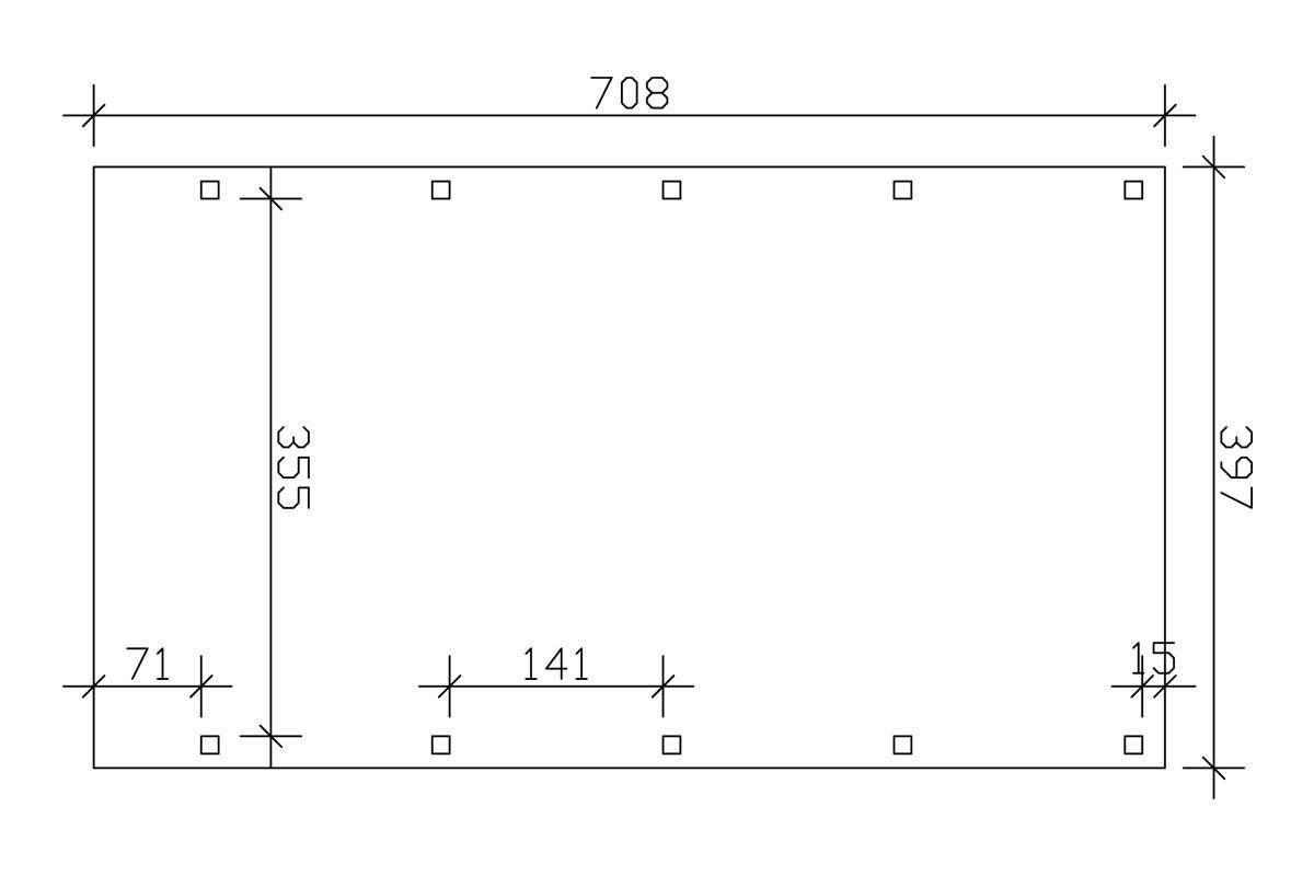 Skanholz Einzelcarport Friesland, BxT: 397x708 cm, 221 cm Einfahrtshöhe