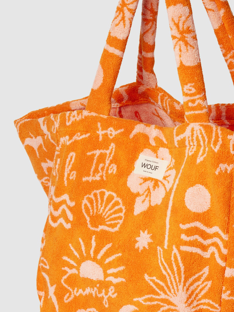 Shopper mit Allover-Muster Modell 'Ibiza' in orange