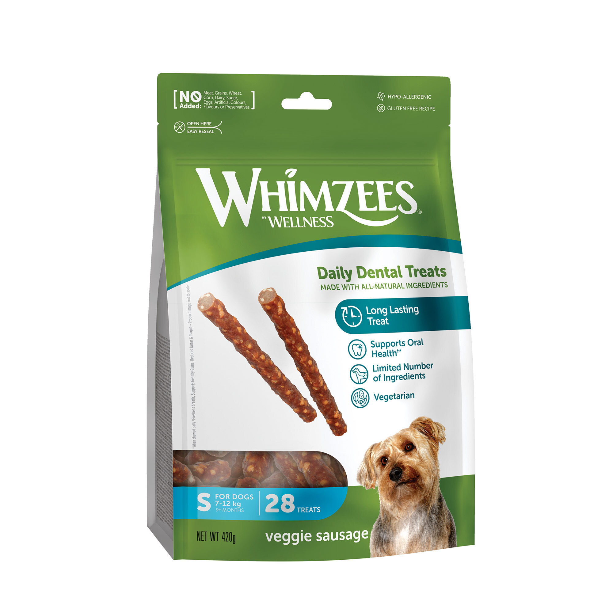 WHIMZEES Snacks WHIMZEES Zahnpflegesnacks Veggie Sausage Klein 24+4 Stück
