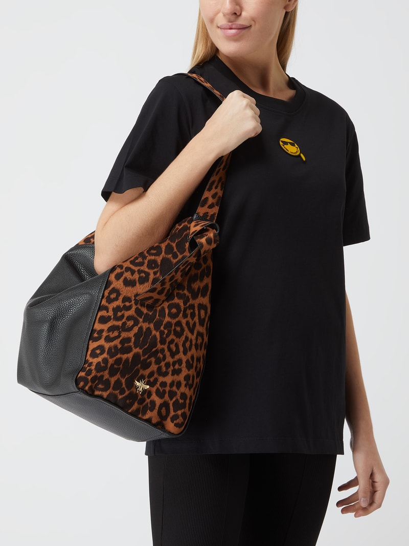 Shopper aus Leder in schwarz