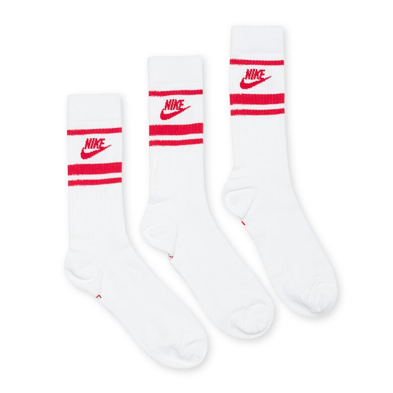 NIKE Sportswear Everyday Essential Socks (3 Pack) white/university red