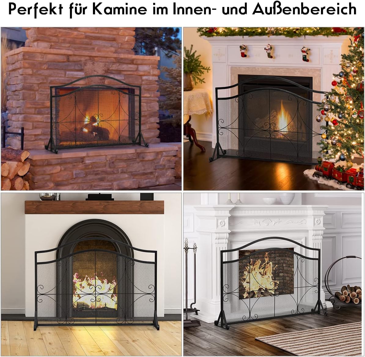 Costway COSTWAY Kaminschutzgitter, Funkenschutz aus Metall, Feuer Kaminschutz