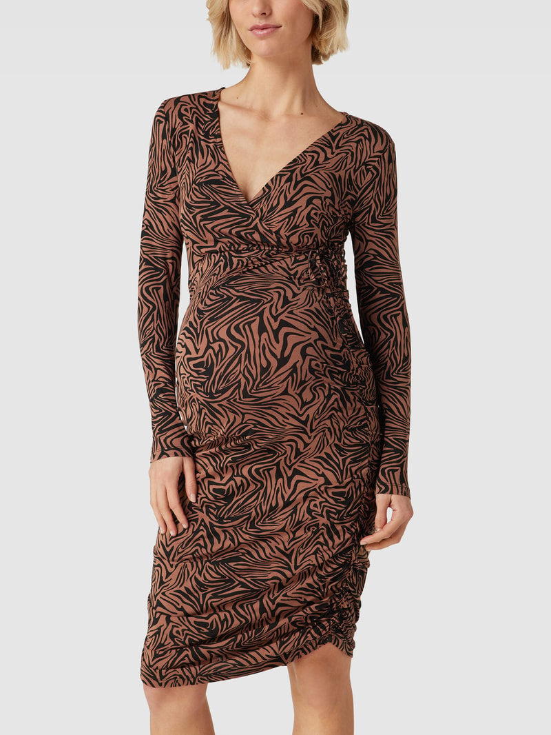 Umstands-Midikleid mit Allover-Muster in schwarz