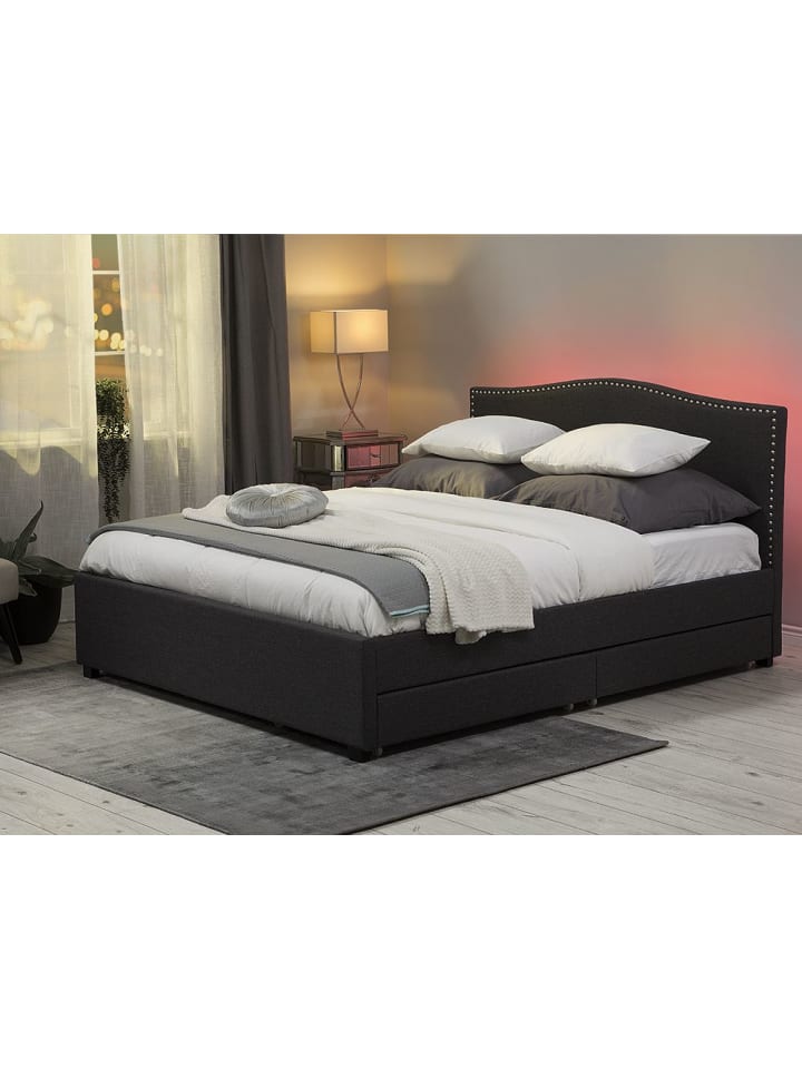 Beliani Doppelbett mit LED MONTPELLIER in Grau - (W) 167 x (H) 110 x (L) 213 cm günstig kaufen onesize