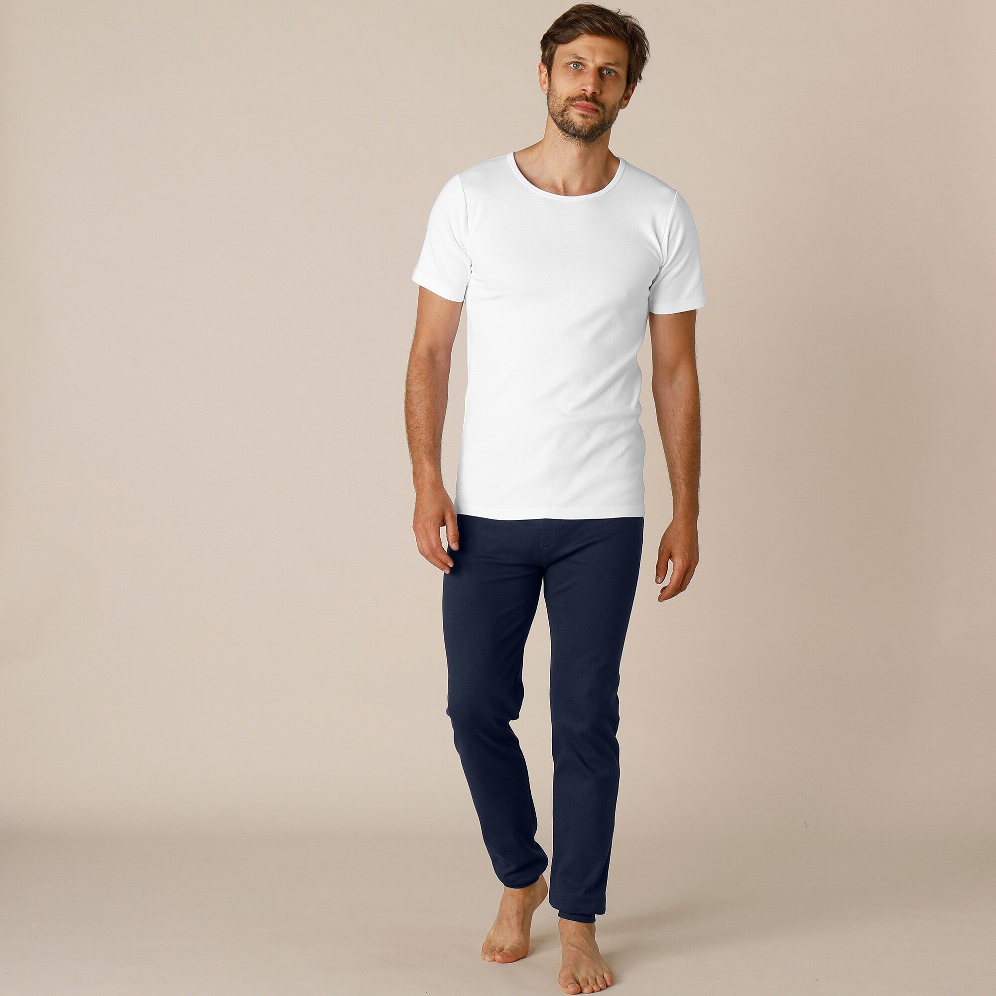 Tee-shirt sous-vêtement homme col rond manches courtes coton