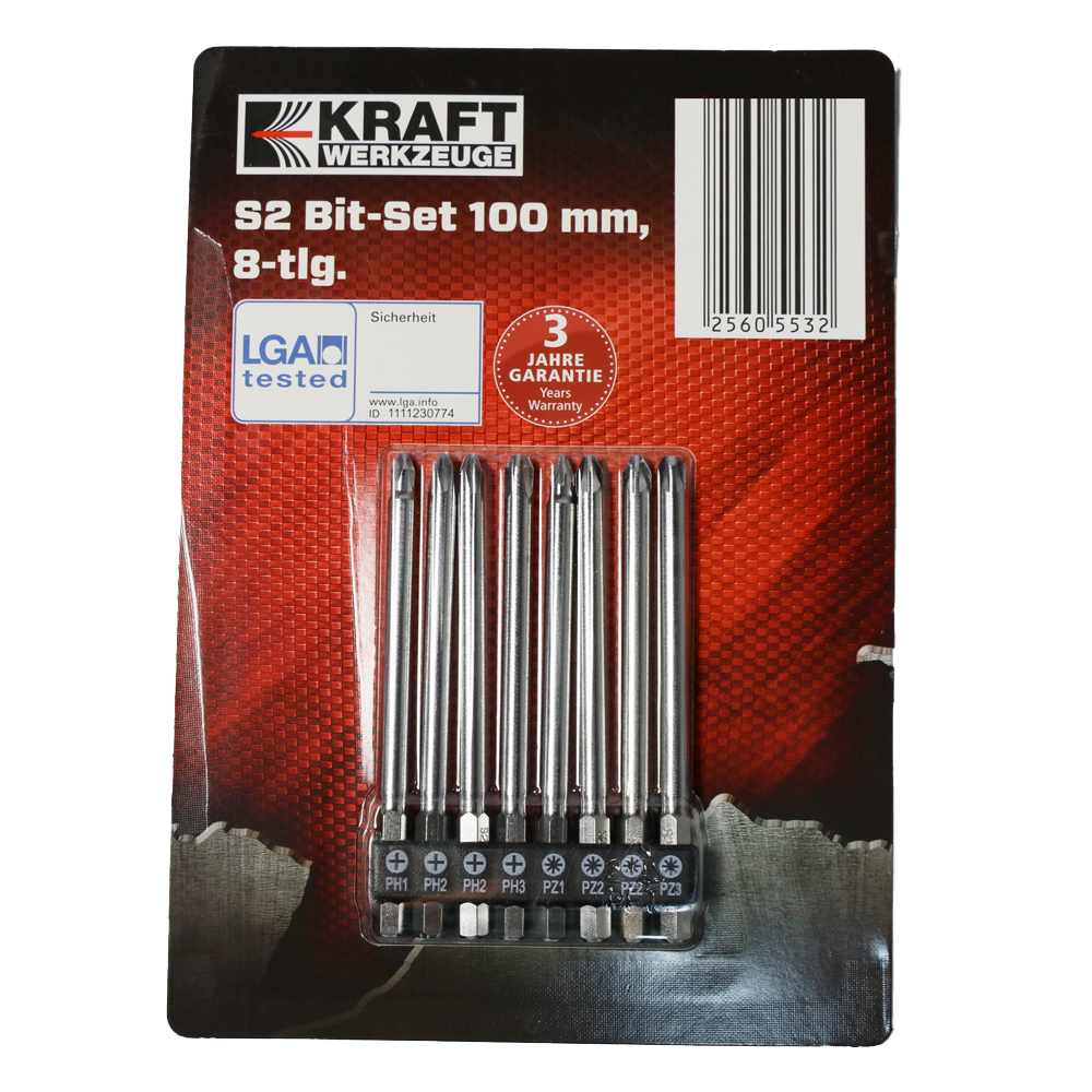 Kraft Werkzeuge S2-Bit-Set, PH/PZ - 8tlg.