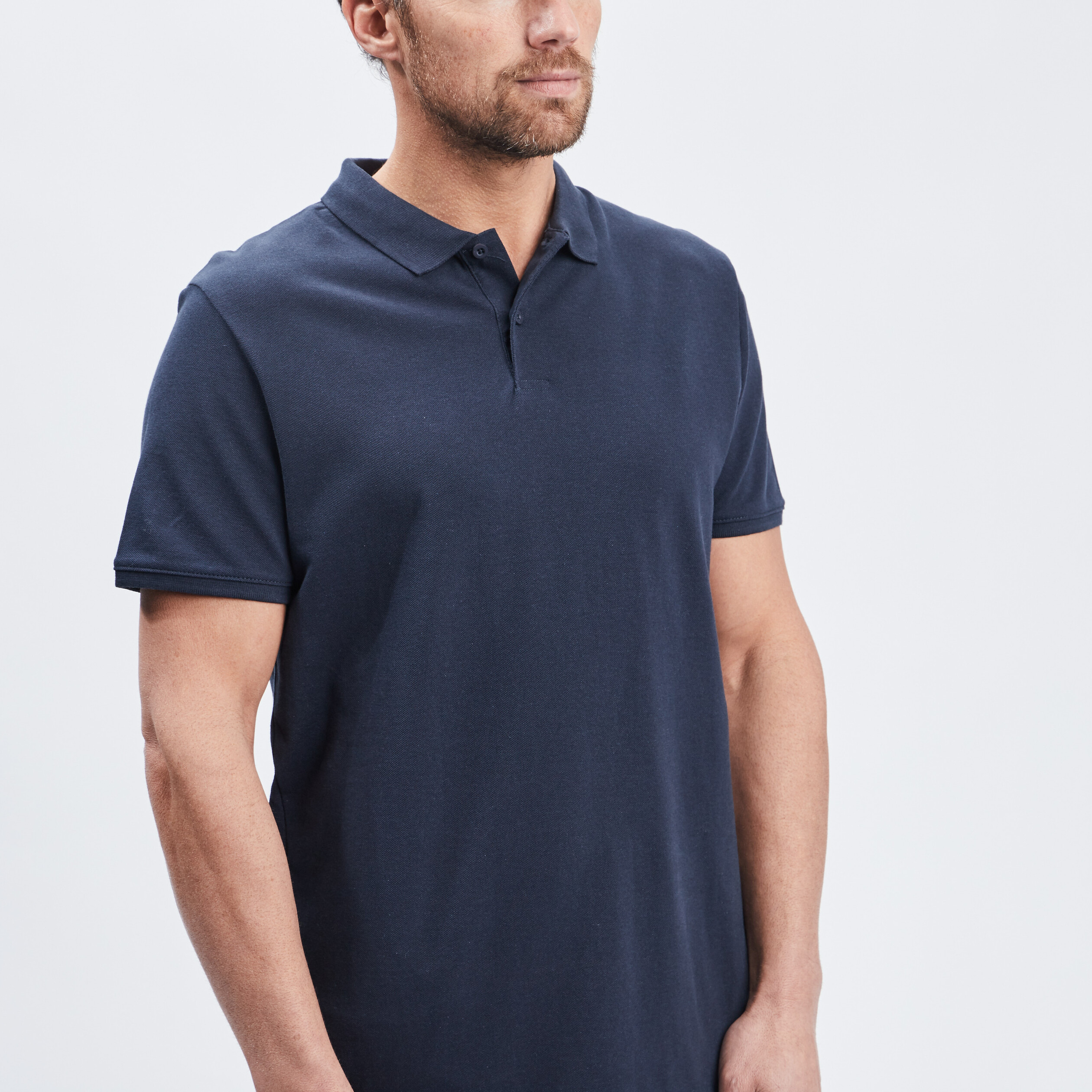 Polo en coton manches courtes bleu marine homme | La Halle