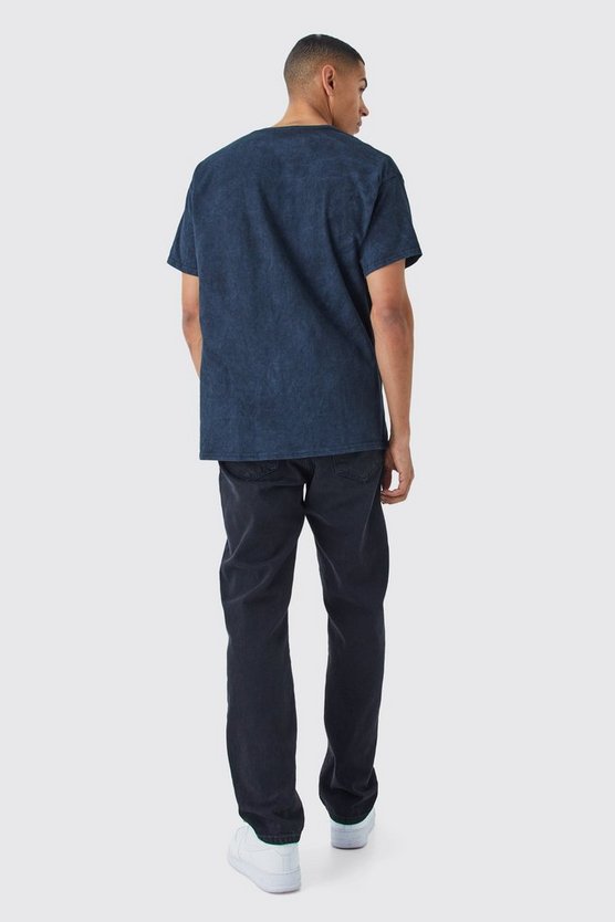 Oversize T-Shirt mit Acid-Waschung und Man-Print