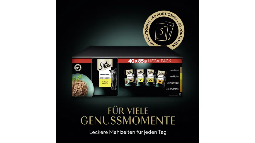 Sheba Katzennassfutter Geflügel in Gelée Mega-Pack 3.4 kg