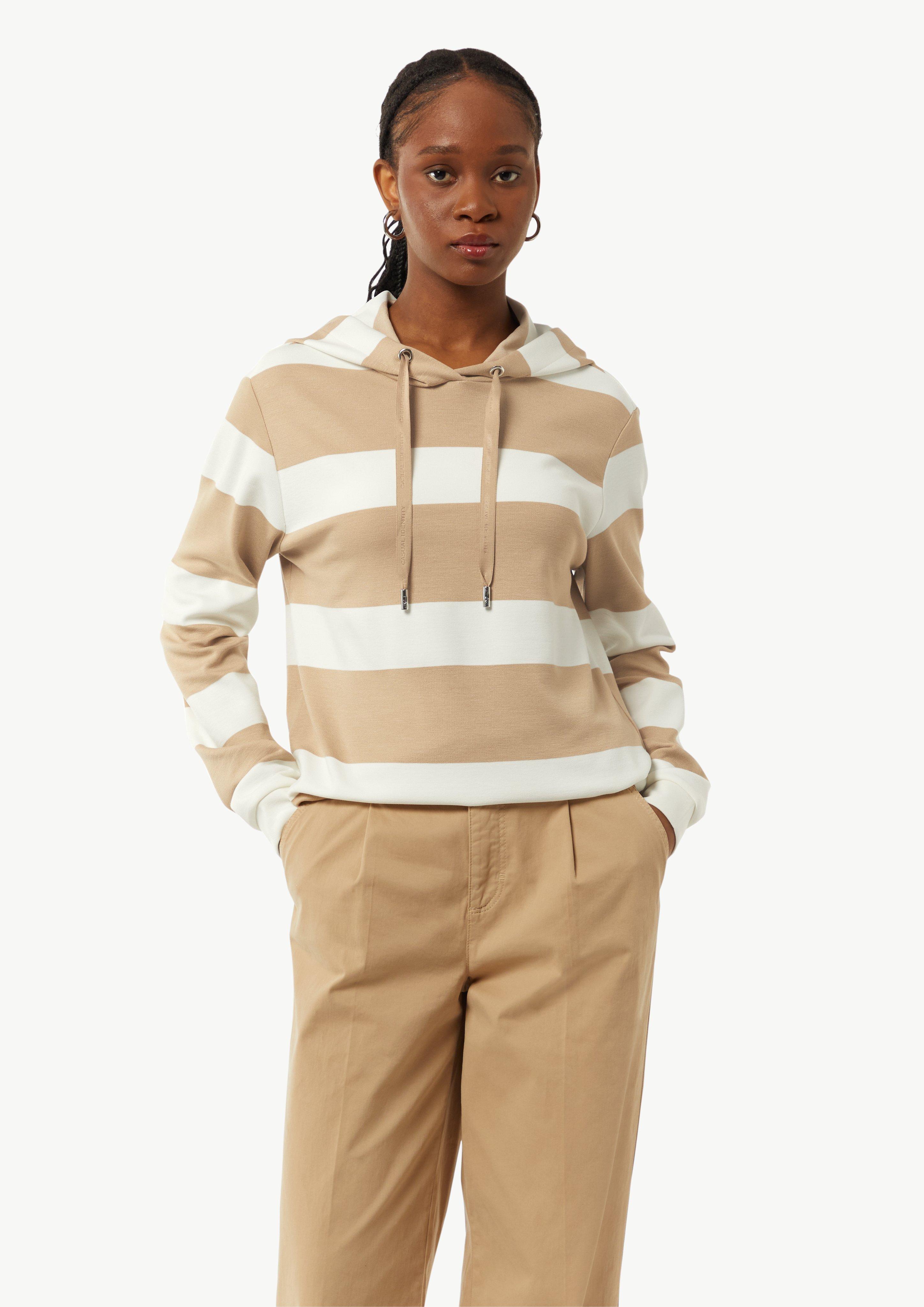 Sweatshirt mit Kapuze und Blockstreifen - sandstein