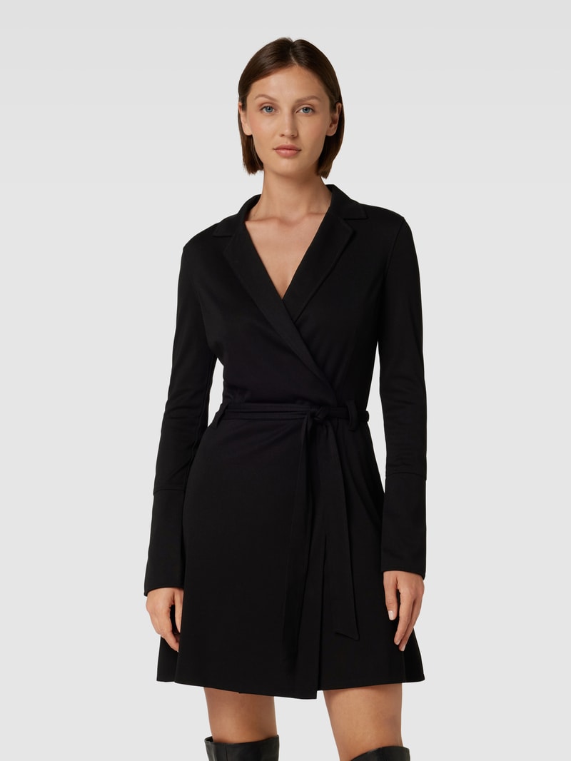 Knielanges Kleid mit Reverskragen Modell 'MELANIA' in schwarz