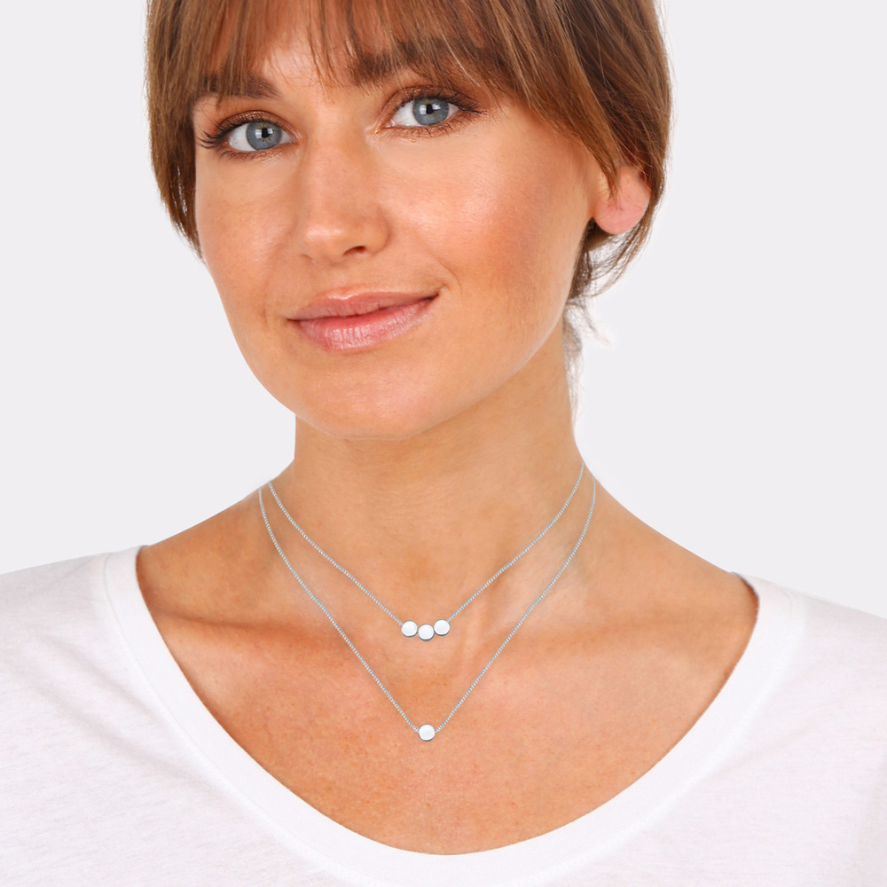 Elli Elli Collier Femme Paillettes Layer Look - (925/1000) Argent collier