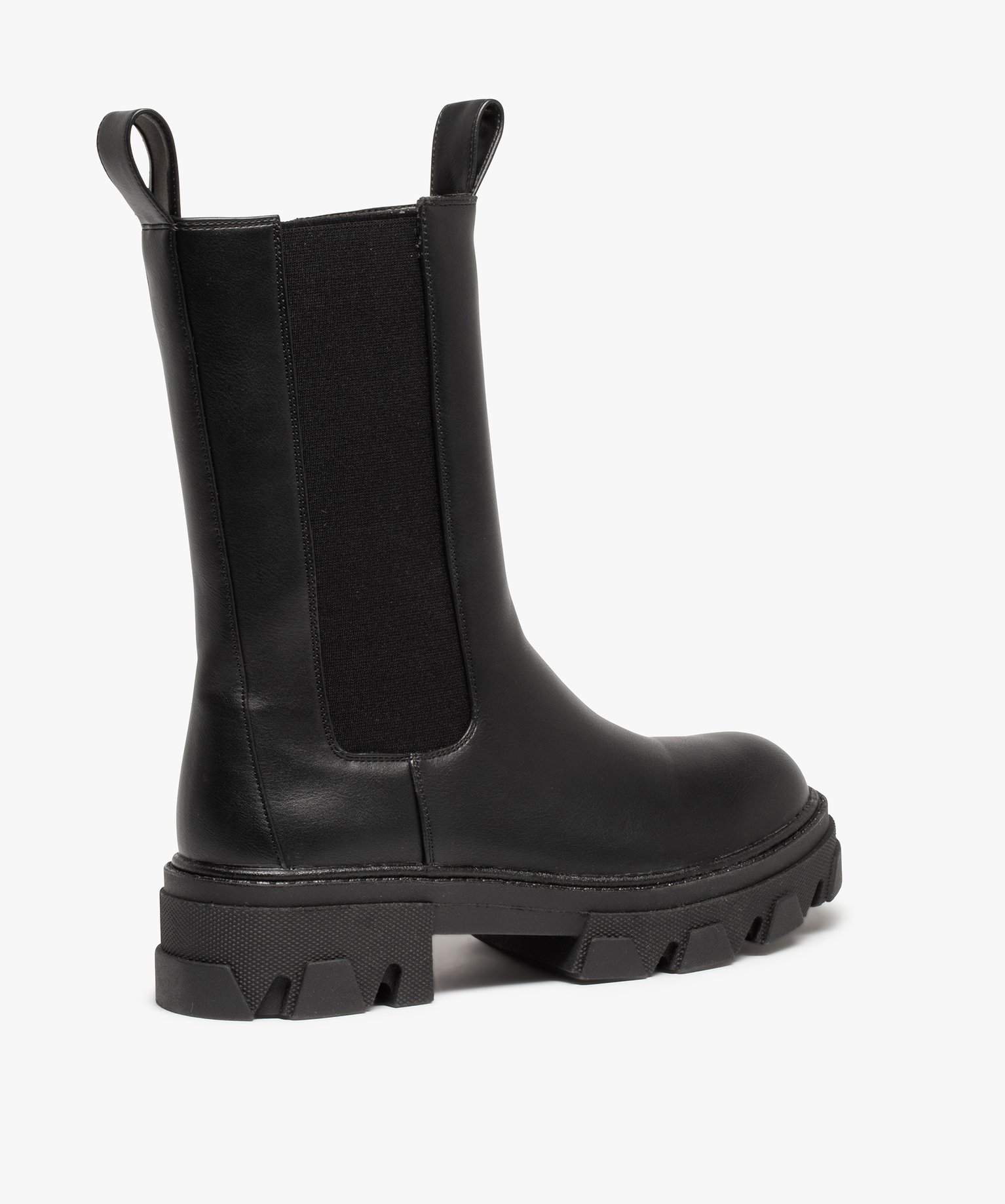 Boots femme Chelsea unies à semelle épaisse et crantée noir | GEMO