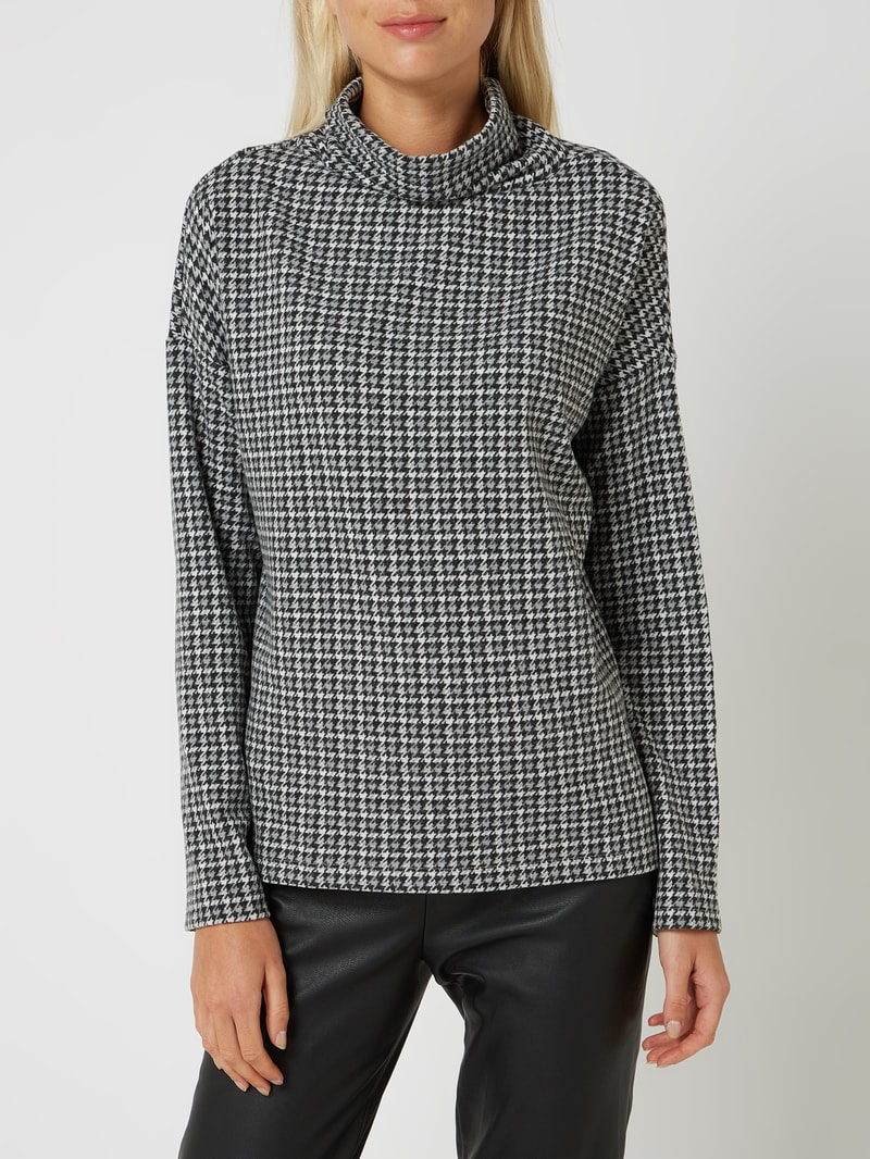 Sweatshirt mit Hahnentritt in schwarz
