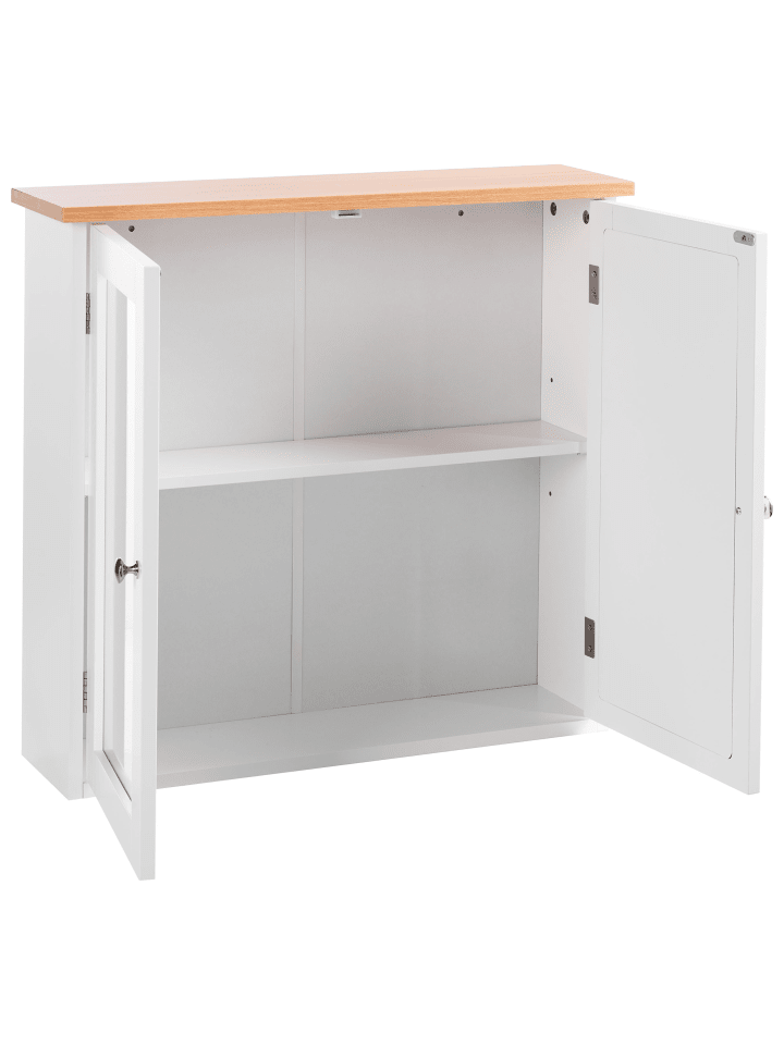 Beliani Bad-Spiegelschrank ALAMOS in Weiß/Heller Holzfarbton günstig kaufen onesize
