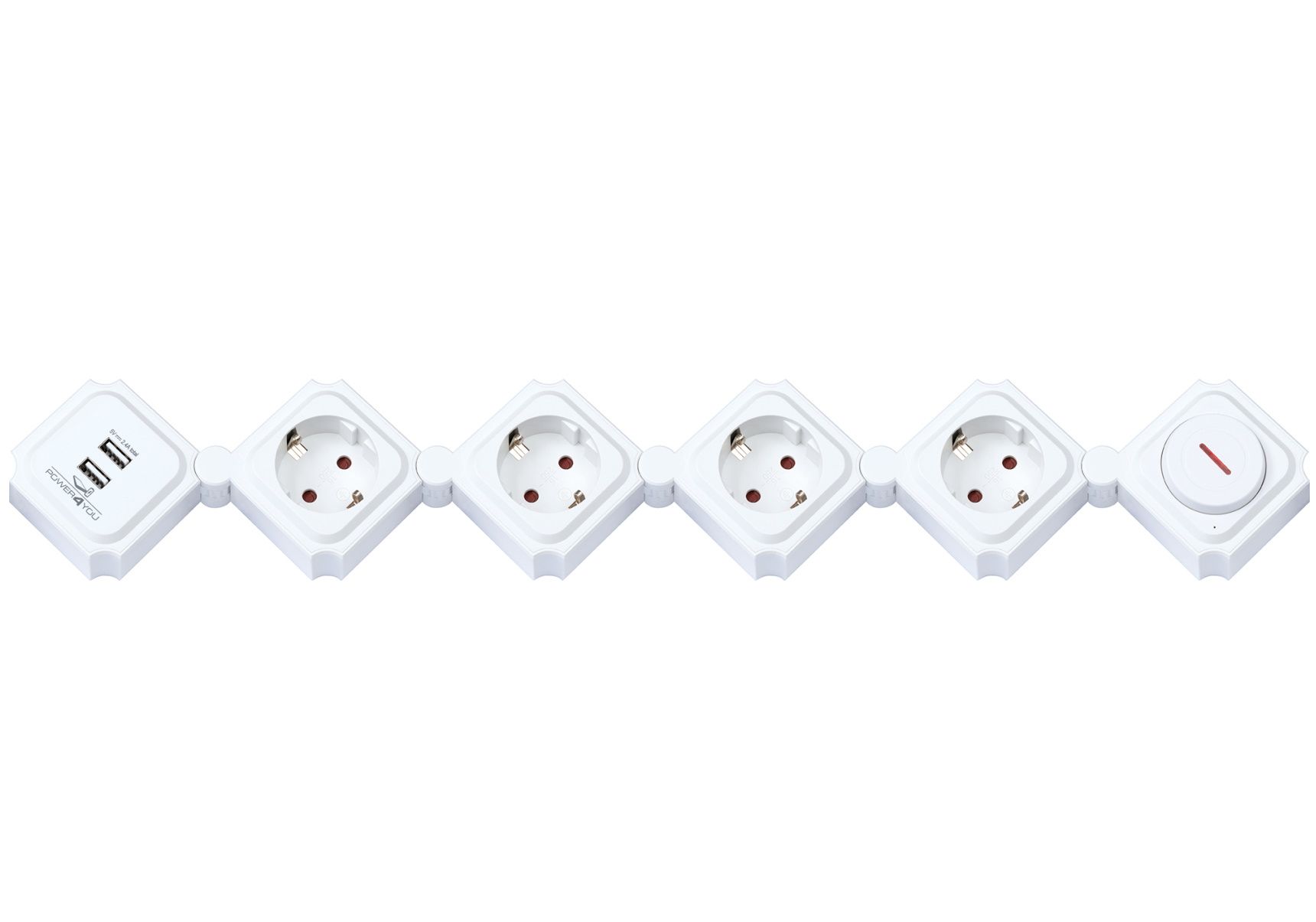 Schwaiger weiße flexible Steckdosenleiste mit USB
