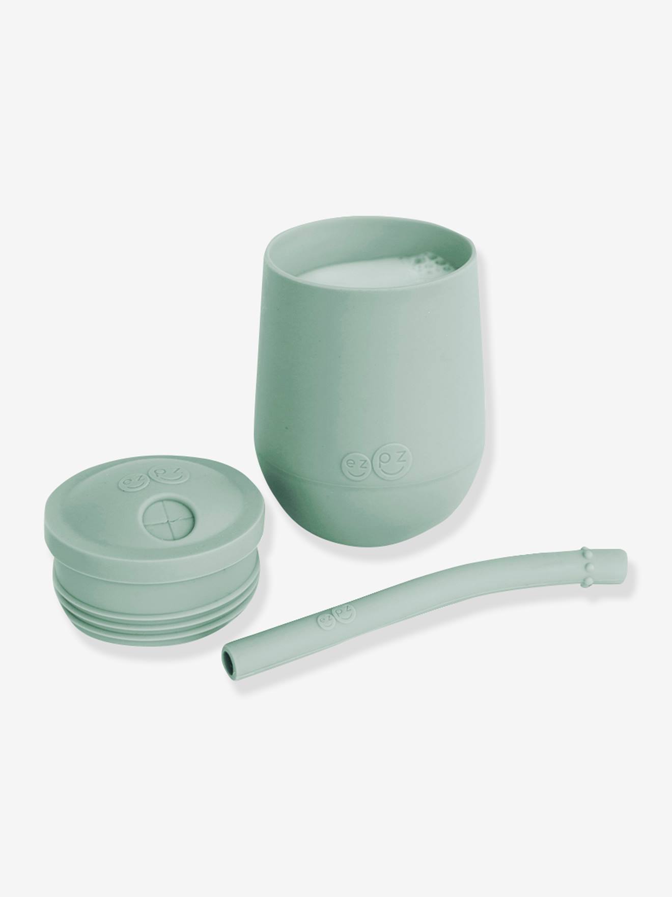 Gobelet d’apprentissage avec paille EZPZ Mini Cup en silicone bleu indigo