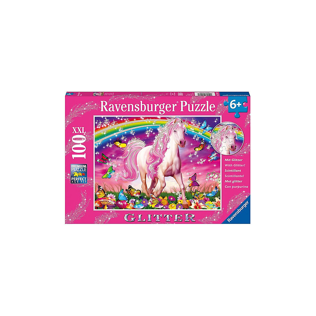 Puzzle, 100 Teile XXL, 49x36 cm, mit Glitzer, Pferdetraum