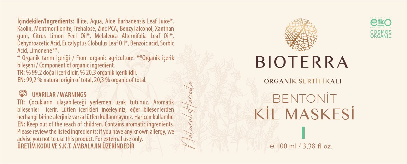 BIOTERRA Gesichtsmaske Bioterra Bio Teebaum Bentonit Maske (Regul Mask), 1-tlg., straffend, Akne, fettige Haut, Mitesser, antibakteriell, antiviral