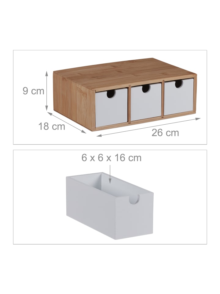 relaxdays Schubladenbox in Natur/ Weiß günstig kaufen onesize