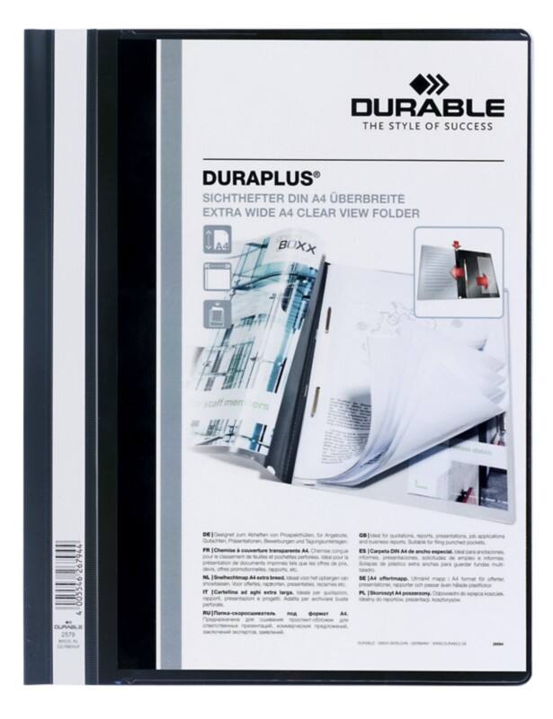DURABLE Duraplus Schnellhefter 257901 DIN A4  PVC (Polyvinylchlorid) 24 (B) x 31,1 (H) cm Schwarz