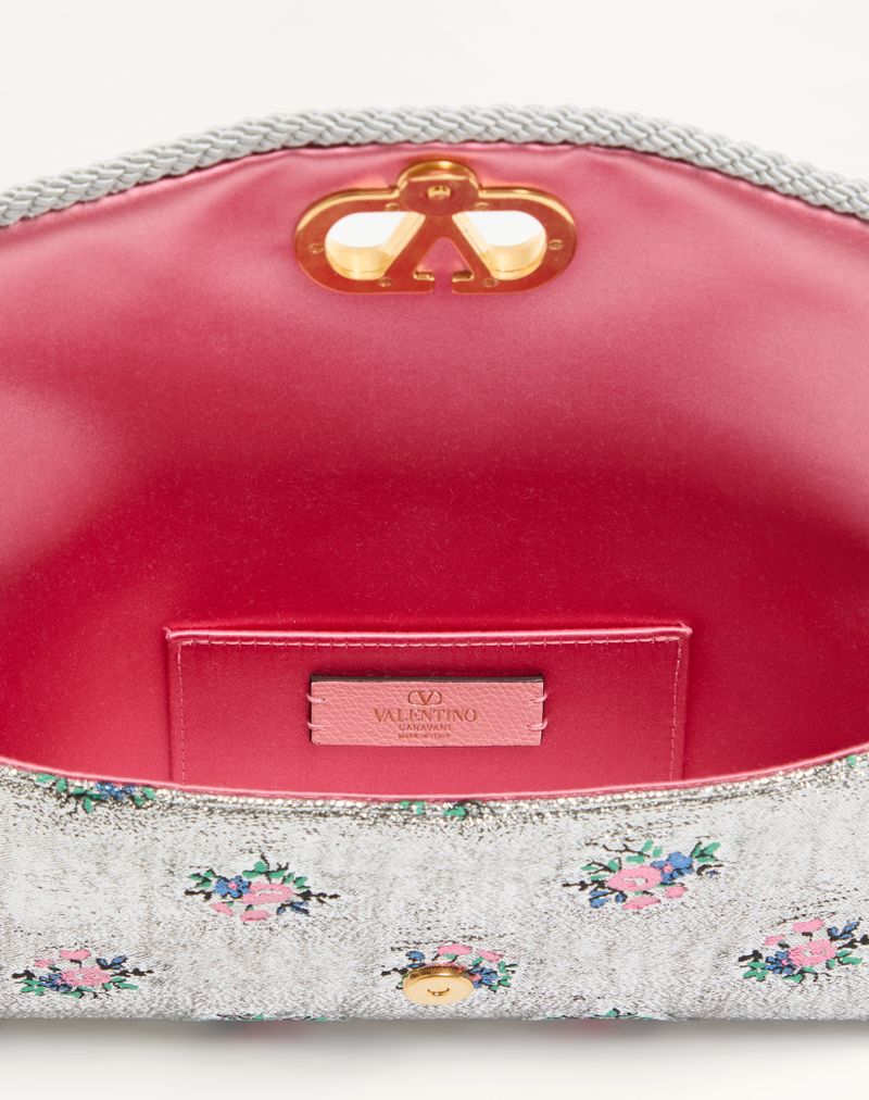 Valentino Garavani Devain lille skuldertaske i blomsterprintet lurex jacquardstof