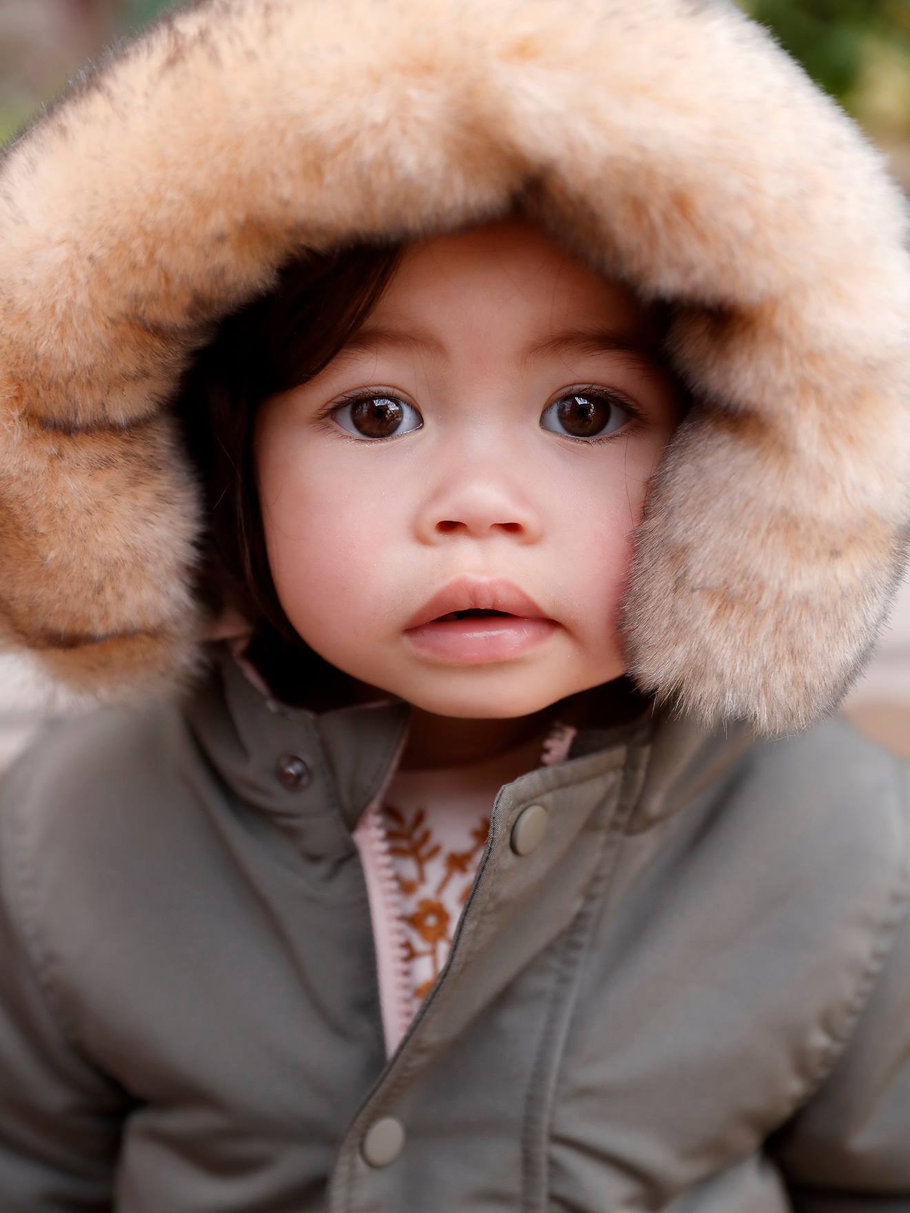 Parka réversible bébé kaki
