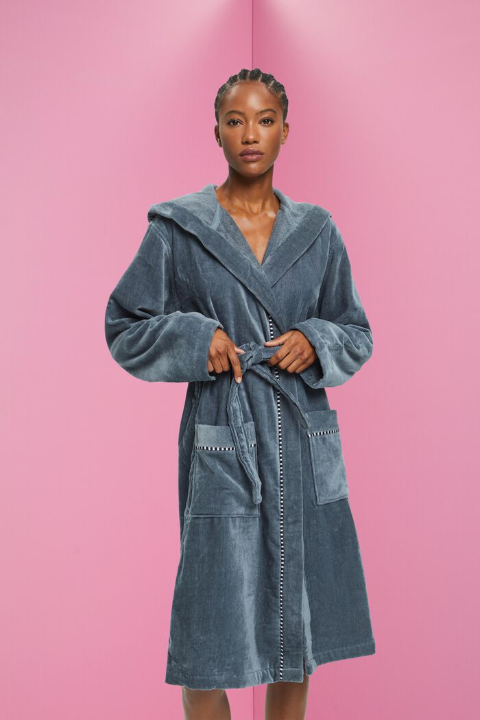 Velours-Bademantel, 100% Baumwolle
