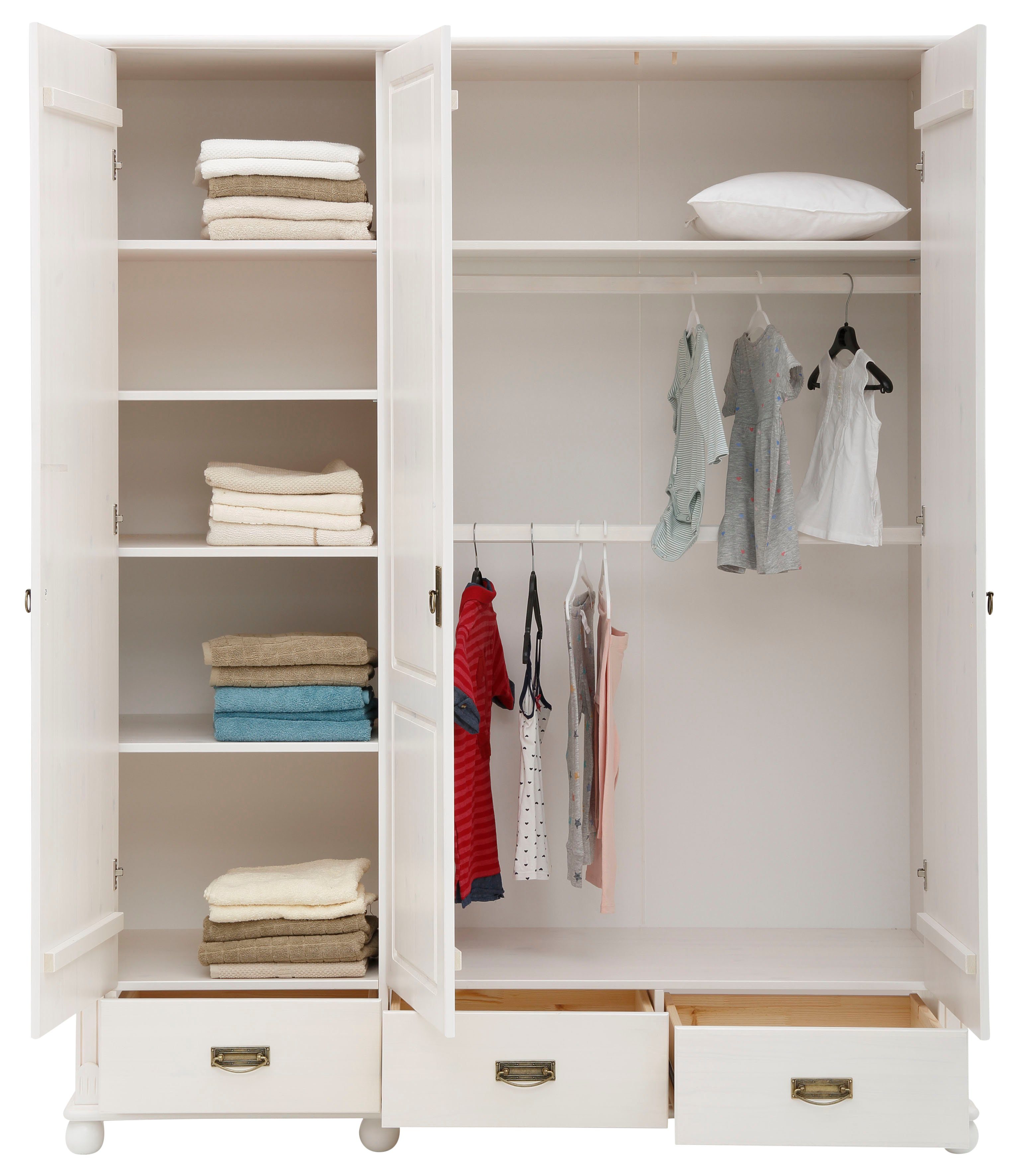 Lüttenhütt Kinderkleiderschrank Aimo, 3-trg. aus Massivholz; FSC®-Holz aus gewissenhaft bewirtschafteten Wäldern