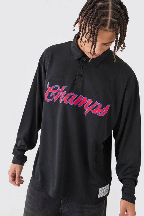 Oversize Champs Mesh Rugby-Poloshirt