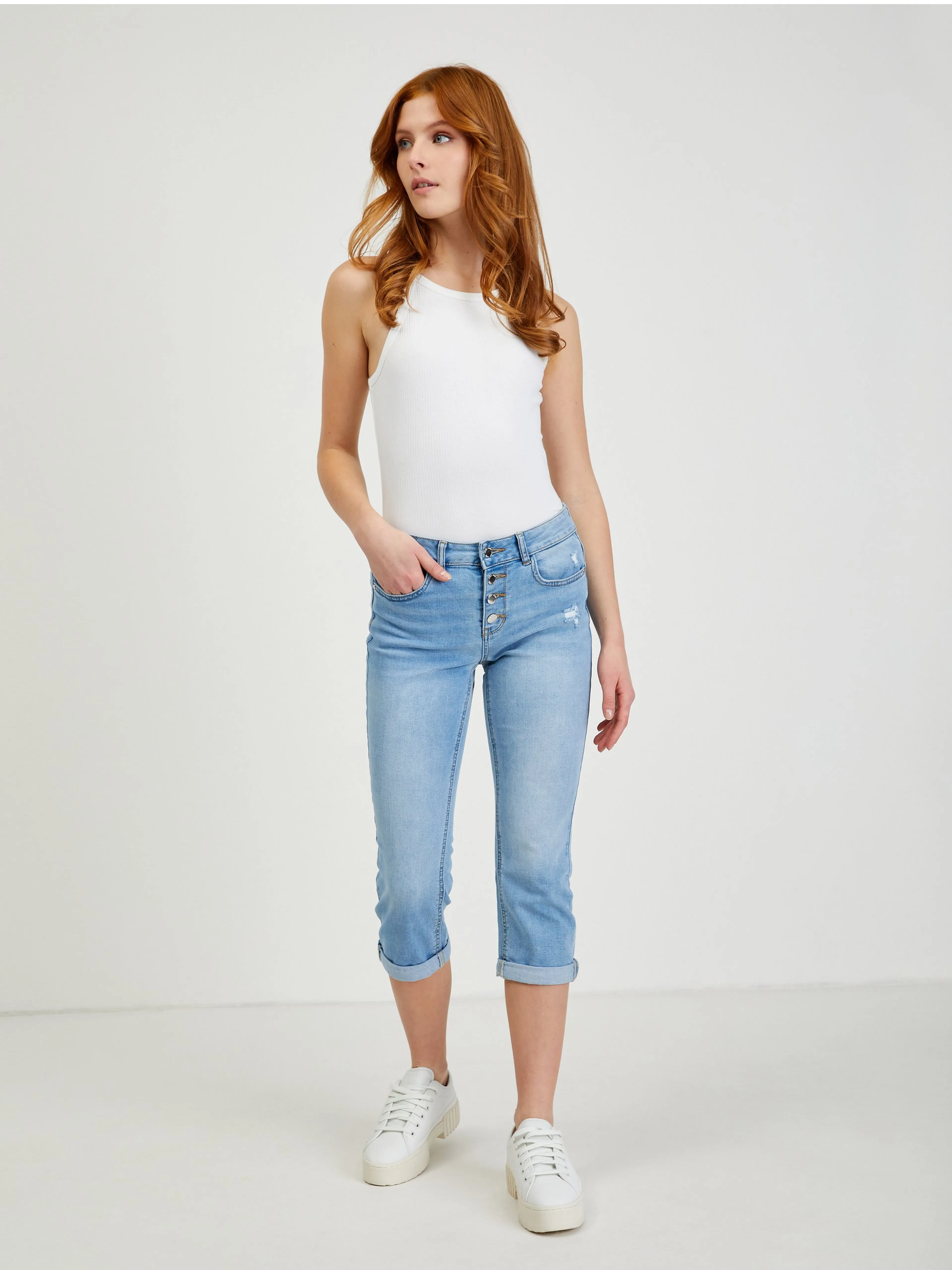 Hellblaue Damen Dreiviertel Jeans Slim Fit ORSAY