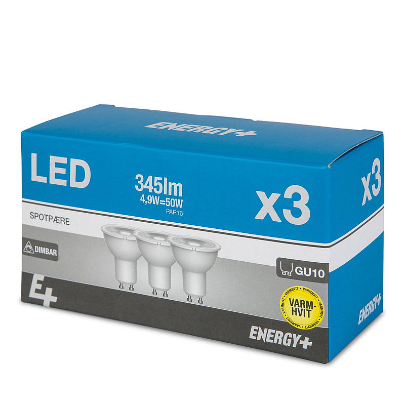 Energy Spotpære LED 345 lm 3-pk Dimbar, GU10
