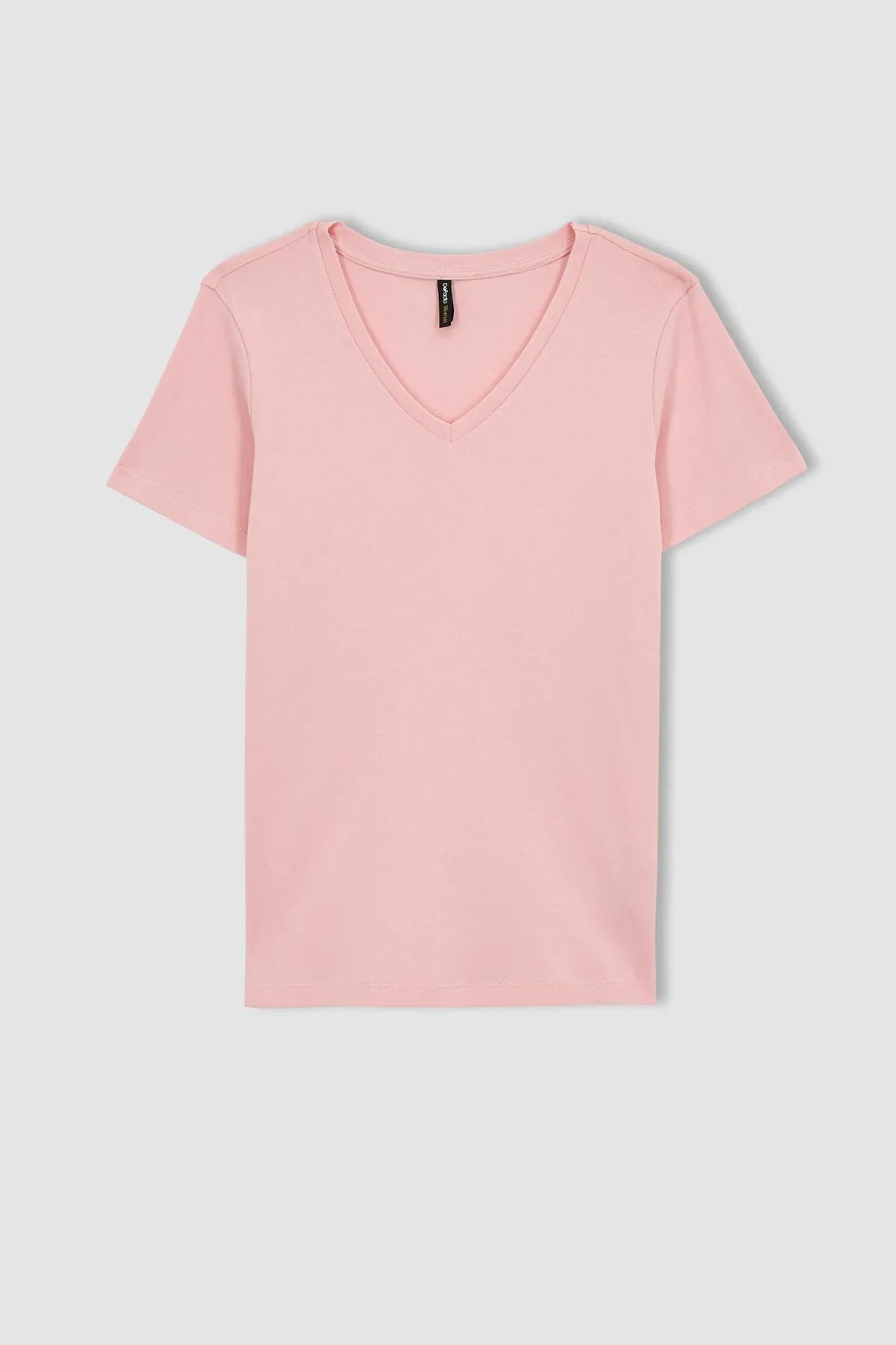 DeFacto  Schmal geschnittenes Basic-Kurzarm-T-Shirt aus 100 % Baumwolle mit V-Ausschnitt