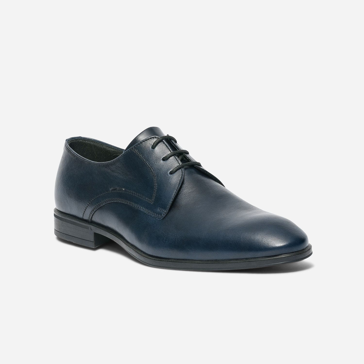 Derby marine en cuir à lacet noir