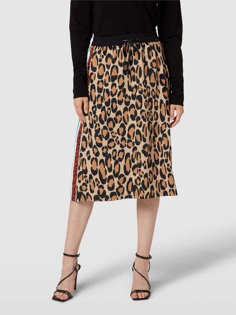 Knielanger Rock mit Animal-Print in schwarz