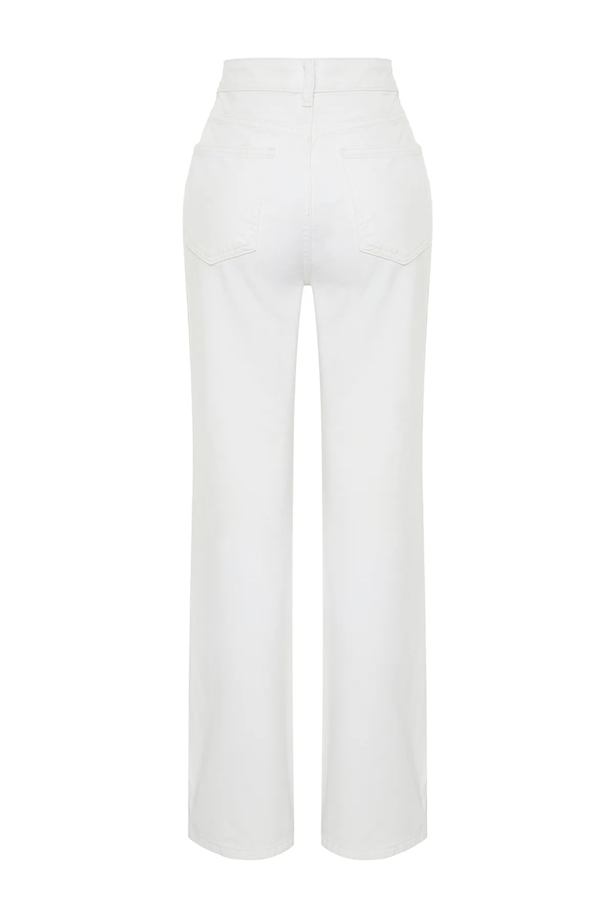 Trendyol Collection  Weiße zerrissene Jeans mit weitem Bein und hoher Taille TWOSS24JE00166
