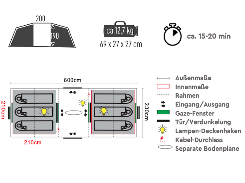 TAMBU Mandapa 6 Vis-à-Vis Tunnelzelt
