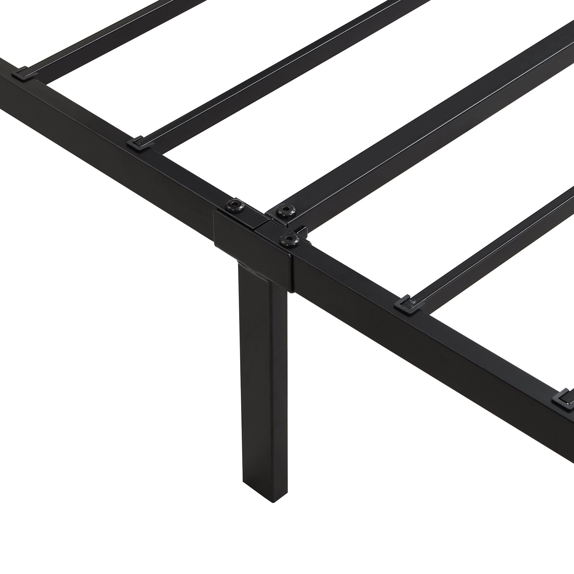 Flieks Metallbett, Einzelbett Kinderbett mit Lattenrost 90x200cm schwarz