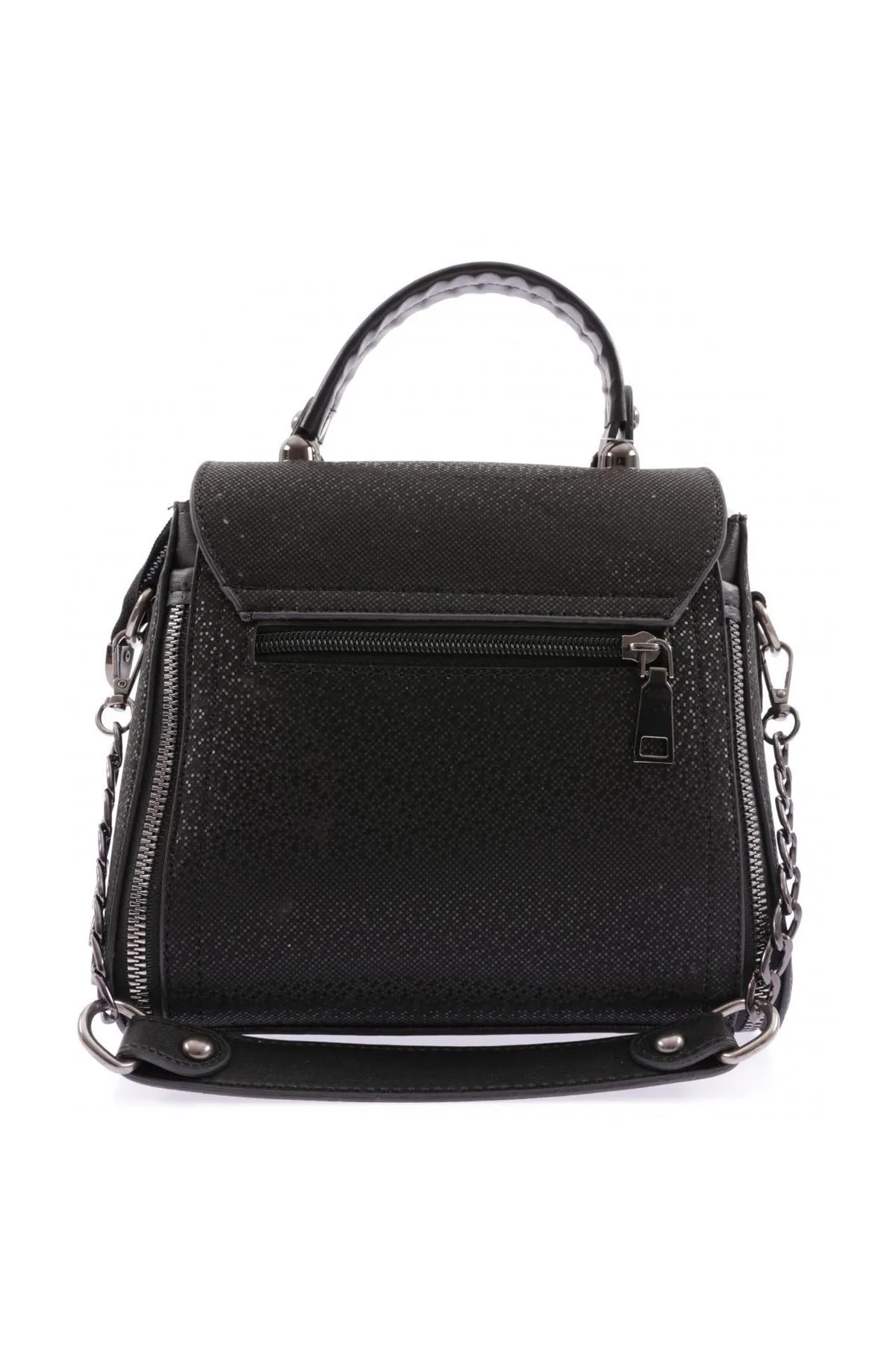 DGN  Schultertasche für Damen Modell 3212 mit handbedrucktem schwarzem Mosaik