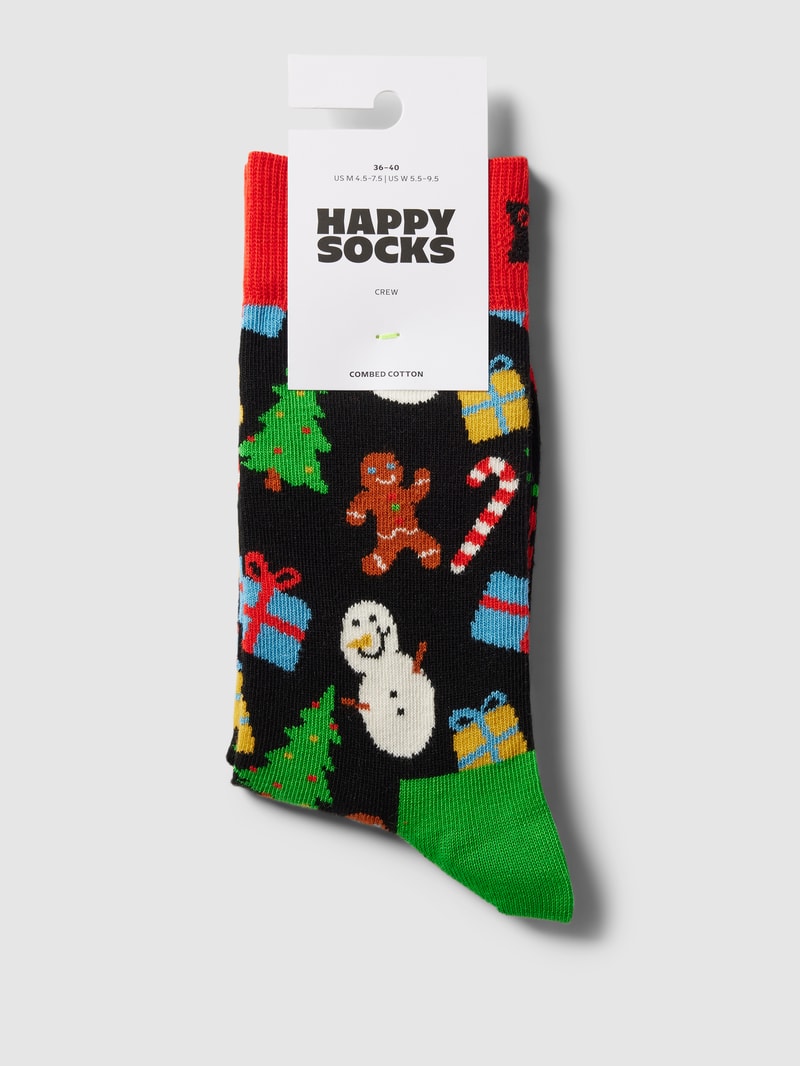 Socken mit Allover-Muster Modell 'Bring It on' in schwarz