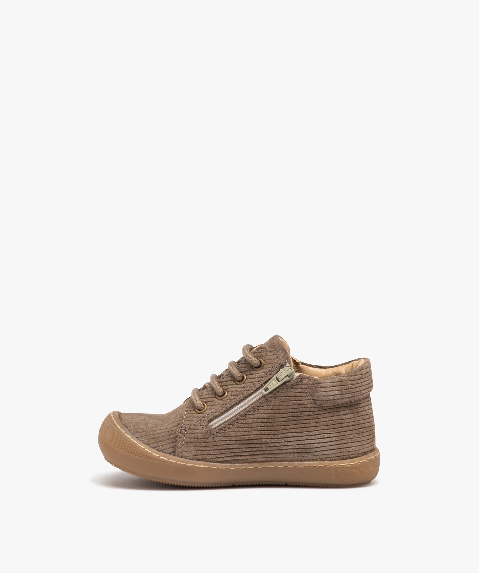 Chaussures premiers pas fille unies en cuir effet velours - NA! taupe | GEMO