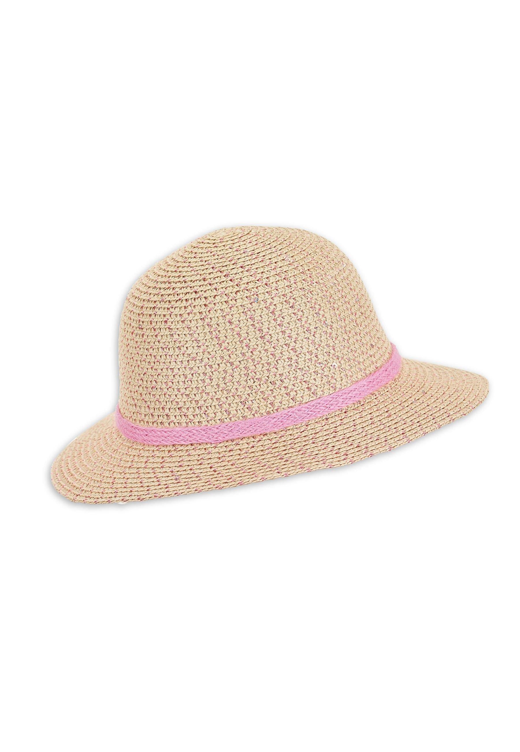 Strohhut Mädchen mit rosa Pailetten
