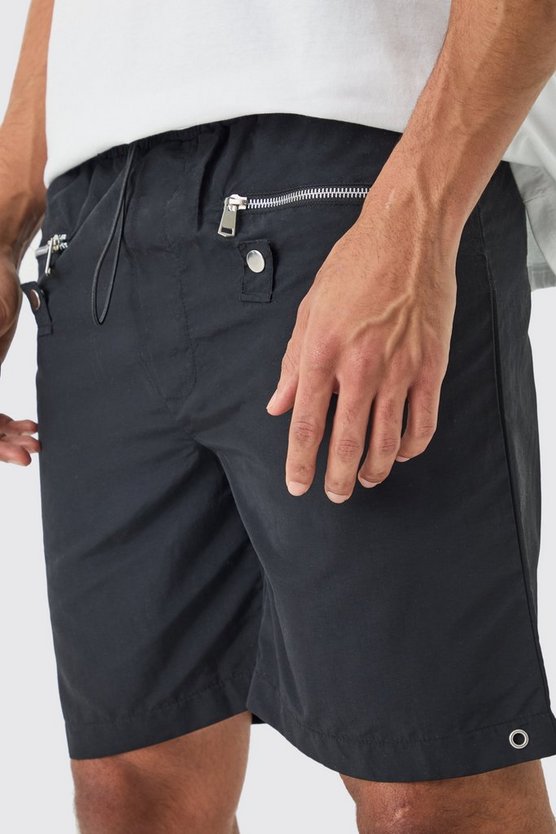 Lockere Shorts mit Reißverschluss-Detail