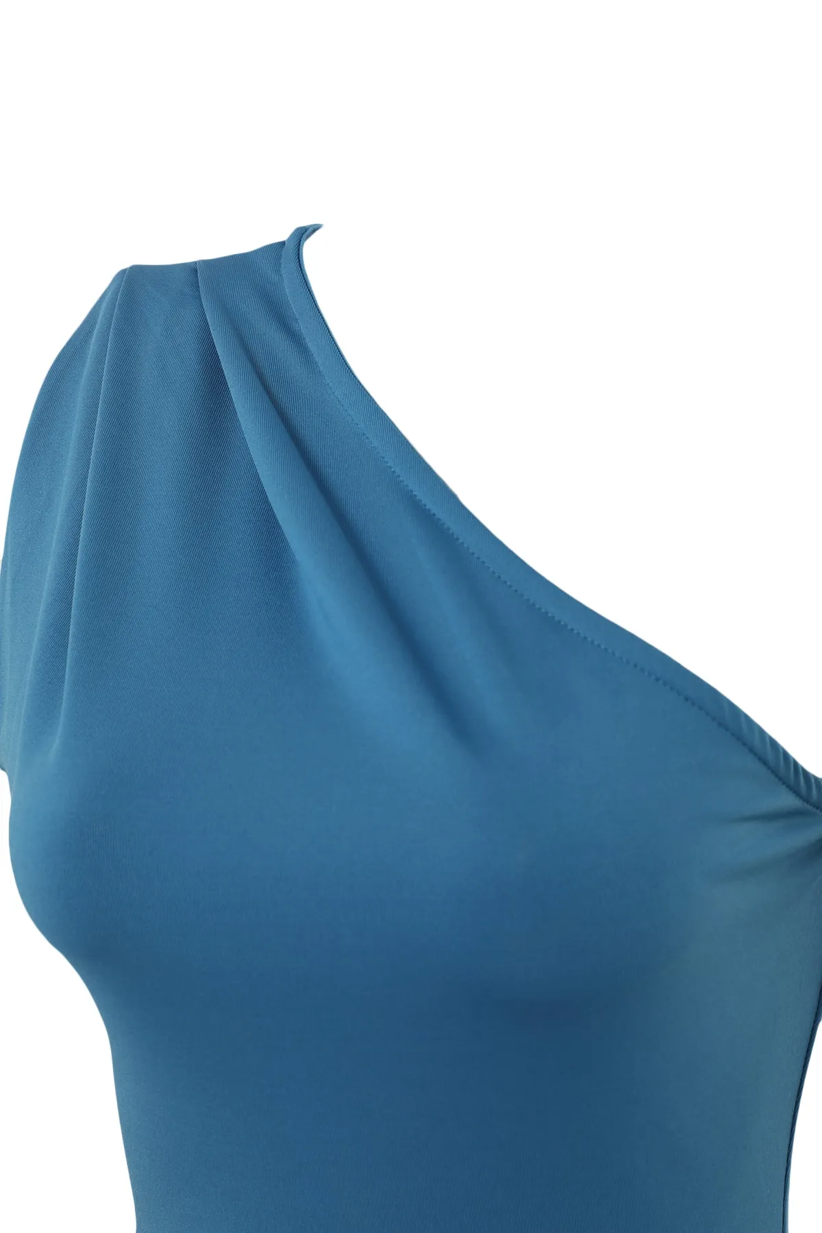 Trendyol Collection  Indigoblauer, asymmetrischer Kragen, flexibler Strickbody mit Druckknöpfen an der Unterseite TWOSS22BD00014